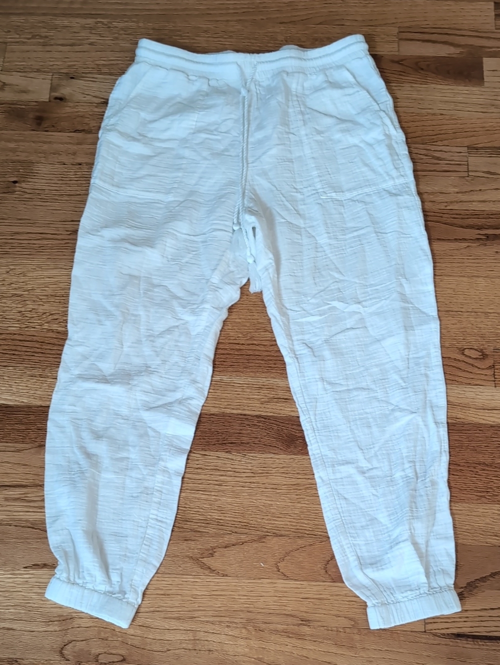 CAbi White Women's Cotton Lightweight Drawstring Joggers
